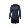 Sandro Edma Braid Trimmed Dress In Navy Blue Viscose In Blue