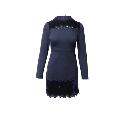 Sandro Edma Braid Trimmed Dress In Navy Blue Viscose