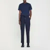 Sandro Elasticated Cargo Trousers In Navy Blue