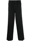 Sandro Elasticated Cotton Wide-leg Trousers In Black