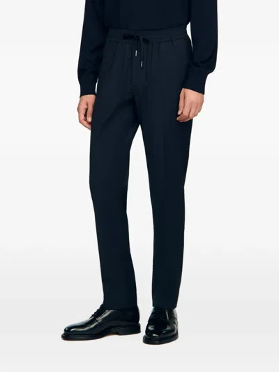 Sandro Elasticated Drawstring Trousers In Blue