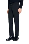 Sandro Elasticated Straight-leg Trousers In Black