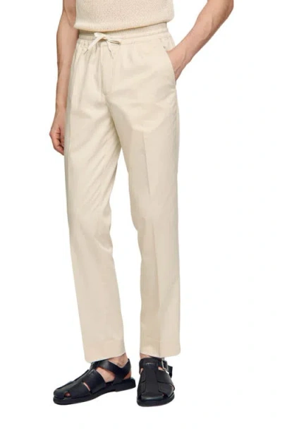 Sandro Elasticated Straight-leg Trousers In Light Beige