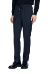 Sandro New Alpha Drawstring Waist Straight Leg Pants In Navy Blue