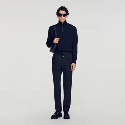 Sandro Elasticated Straight Trousers In Black