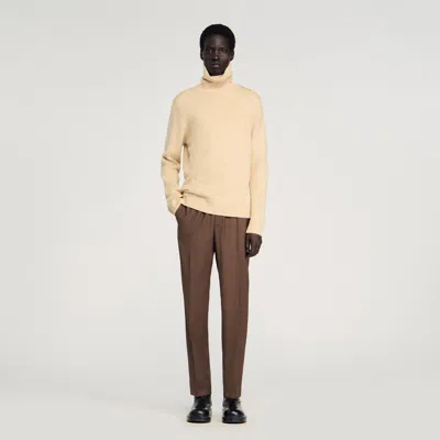 Sandro Elasticated Straight-leg Trousers In Neutral