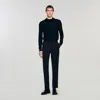 Sandro Elasticated Straight-leg Trousers In Black