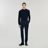 Sandro Elasticated Straight-leg Trousers In Blue