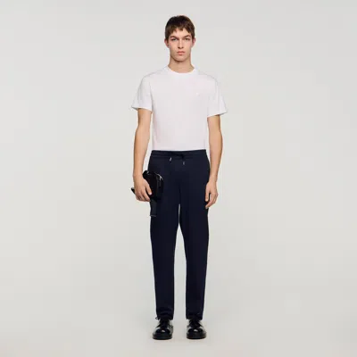 Sandro Elasticated Straight-leg Trousers In Blue