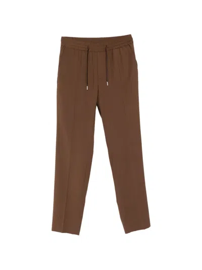 Sandro Elasticated Straight-leg Trousers In Brown
