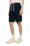 Sandro Elasticated Waist Cotton Shorts In Brown