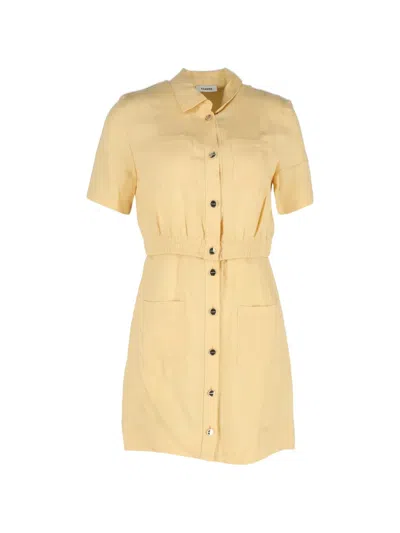 Pre-owned Sandro Elasticated-waistband Mini Dress In Yellow