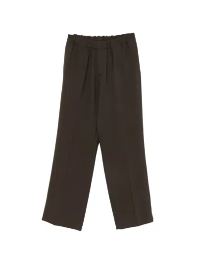 Sandro Elasticated Wide-leg Trousers In Brown