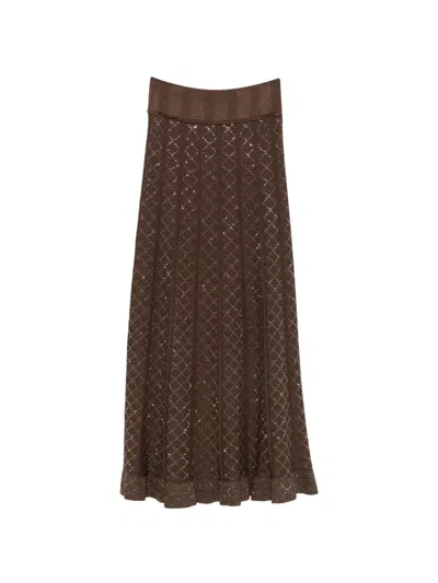Sandro Elasticated-waistband Maxi Skirt In Brown