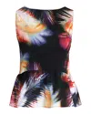 Sandro Electric Palm Print Peplum Top In Multicolor Polyester In Multi