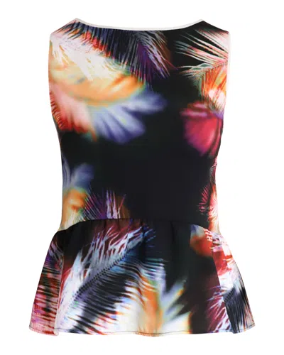 Sandro Electric Palm Print Peplum Top In Multicolor Polyester