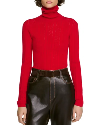 Sandro Eline Turtleneck Sweater In Red