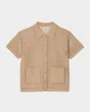 Sandro Elio Embellished Short-sleeve Cardigan In Sand