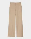 Sandro Elion Pleated Wool-blend Trousers In Sand