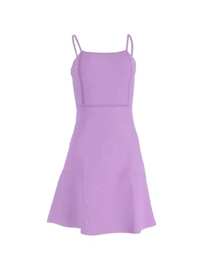 Pre-owned Sandro Elize Crystal-embellished Mini Dress In Purple