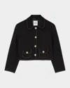 Sandro Peter Pan Collar Cropped Jacket In Black
