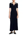 Sandro Elonie Studded Collar Button Front Dress In Black