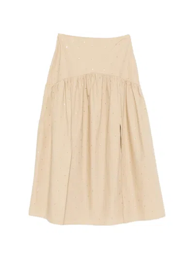 Sandro Embellished A-line Skirt In Brown