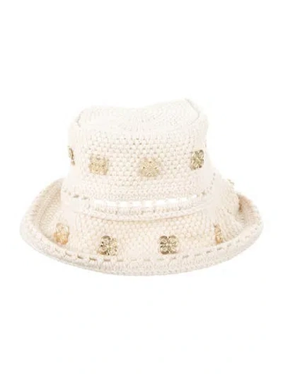 Pre-owned Sandro Embellished Bucket Hat W/tags In Neutrals