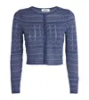 Sandro Glitter Crewneck Cardigan Sweater In Blue