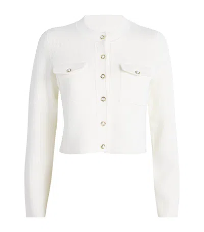 Sandro Embellished Cropped Cardigan In Beige