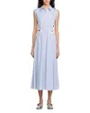 Sandro Womens Bleus Stripe-print Embroidered Stretch-cotton Maxi Dress In Sky Blue