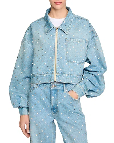 SANDRO EMBELLISHED DENIM JACKET
