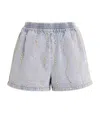 Sandro Embellished Denim Shorts In Gold