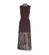 Sandro Embellished Fringe Midi Dress In Brown