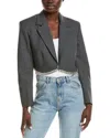 Sandro Embellished Hem Wool-blend Blazer In Gray