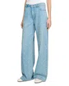 Sandro Hoppy Embellished Wide-leg Jeans In Blue Jean