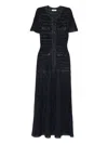 Sandro Embellished Knitted Maxi Dress In Blue