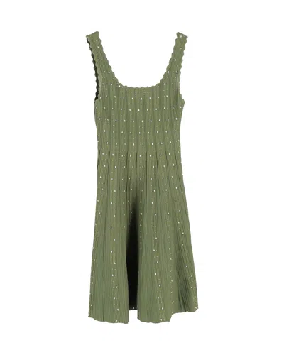 Sandro Embellished Mini Dress In Green Viscose