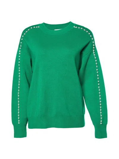 Pre-owned Sandro Embellished Sweater In Green