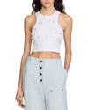 Sandro Oasis Embellished Racerback Tank Top In White