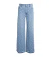 Sandro Embellished Wide Leg Jeans In Blue