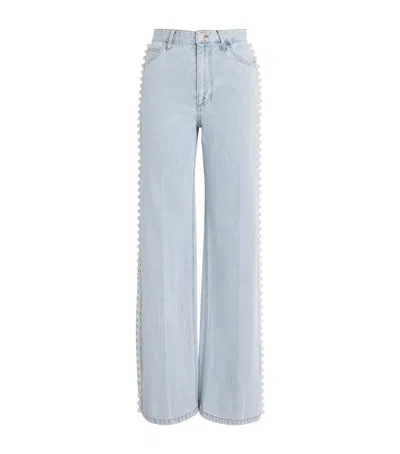 Sandro Embellished Wide-leg Jeans In White