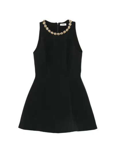 Sandro Embellished-neck Sleeveless Mini Dress In Black