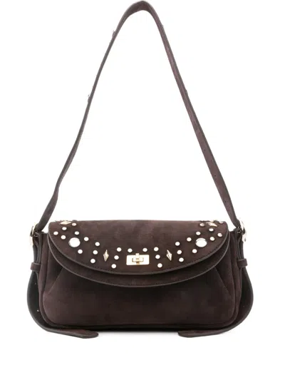 Sandro Embellishment Flap Shoulder Bag In Brown