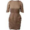 Sandro Embossed Animal Print Mini Dress In Gold Viscose In Gold