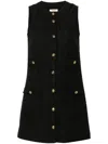 Sandro Embossed-buttons Dress In Black