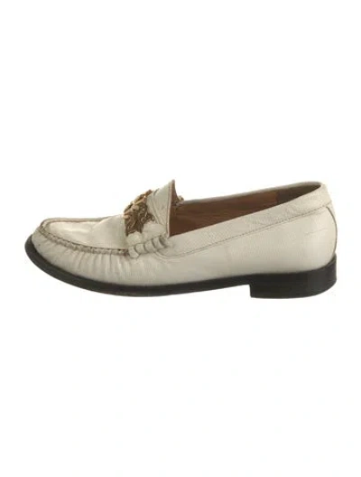 Pre-owned Sandro Embossed Leather Chain-link Accents Loafers In Neutral