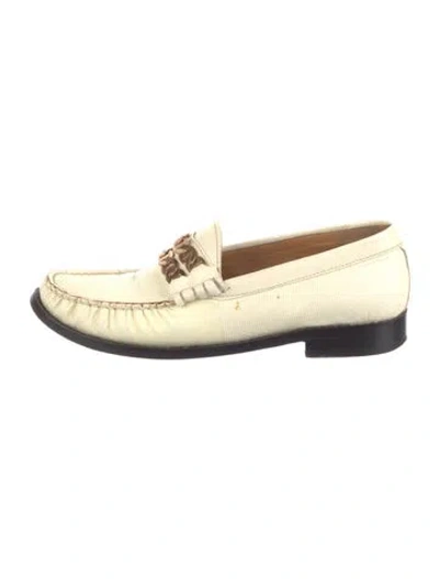 Pre-owned Sandro Embossed Leather Chain-link Accents Loafers In Neutral