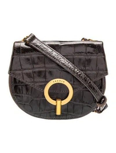 Pre-owned Sandro Embossed Leather Crossbody Bag In Brown