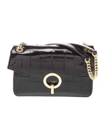 Pre-owned Sandro Embossed Leather Shoulder Bag In Black